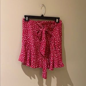 Zara red and white flower skirt